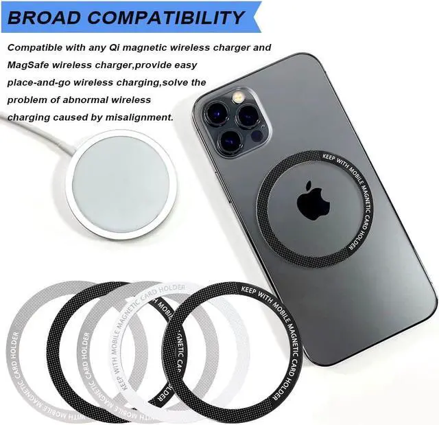 Alt view image 6 of 7 - 12 Pcs Magnetic Wireless Charging Metal Ring with Sticker, Universal Ultra Thin Notched and Round Alphabet Ring Conversion Kit Compatible with MagSafe iPhone 13 12 Pro Mini Max Galaxy S21, 3 Colors