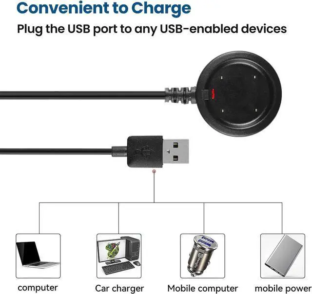 Alt view image 5 of 7 - RuenTech Compatible with Polar Ignite/Grit X/Vantage V2/Vantage V/Vantage M Charger Replacement 3ft USB Charging Cable Dock Charging Stand