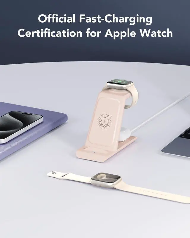 Alt view image 5 of 7 - HATALKIN 3 in 1 Wireless Charging Station Compatible for Apple Products Multiple Devices Charger for Apple Watch ultra 10 9 8 7 SE 6 5 AirPods Pro iPhone 16 15 14 13 12 Pro Max/X/XS Fast Charger Stand