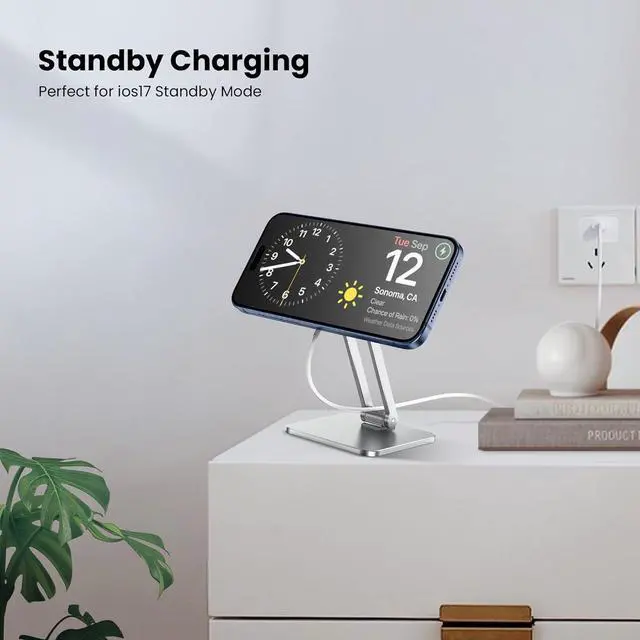 Alt view image 3 of 6 - CreaDream Phone Stand for MagSafe Charger, Foldable Adjustable Charging Stands Holder for Desk, Compatible with iPhone 15 14 13 12 Pro Max, Pro, Plus, Mini [MagSafe Not Included]