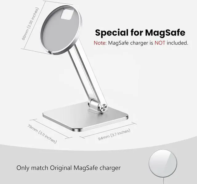 Alt view image 4 of 6 - CreaDream Phone Stand for MagSafe Charger, Foldable Adjustable Charging Stands Holder for Desk, Compatible with iPhone 15 14 13 12 Pro Max, Pro, Plus, Mini [MagSafe Not Included]