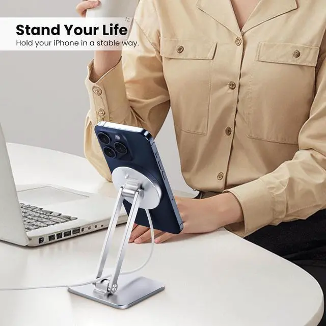 Alt view image 6 of 6 - CreaDream Phone Stand for MagSafe Charger, Foldable Adjustable Charging Stands Holder for Desk, Compatible with iPhone 15 14 13 12 Pro Max, Pro, Plus, Mini [MagSafe Not Included]