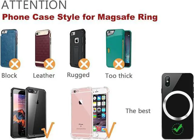 Alt view image 6 of 7 - WYNK Universal Metal Rings Compatible for Apple Magsafe Charger/Wallet/Battery Pack, Compatible with iPhone 16/15/14/13/12 Series(Mini/Plus/Pro/Pro Max) and Samsung Galaxy (Black+White+Sliver, 6 PCS)