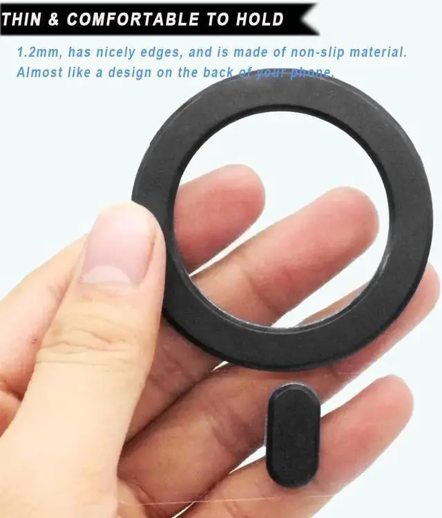 Alt view image 2 of 7 - 2 Pack Magnetic Adapter Ring, Universal Magnet Sticker Compatible with Magsafe Accessories & Wireless Charging for iPhone 15/14/13/12 Pro Max Mini, Galaxy S23/22/21, Black/White