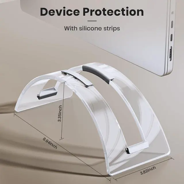 Alt view image 5 of 7 - Acrylic Vertical Laptop Stand for Desk,Acrylic Invisible Desktop Notebook Dock,Vertical Laptop Holder Space-Saving Organizer for All MacBook, Surface, Samsung, HP, Dell