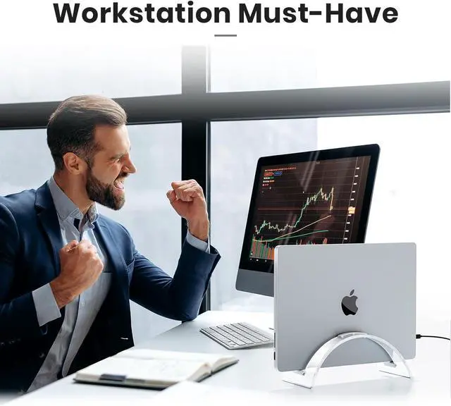 Alt view image 7 of 7 - Acrylic Vertical Laptop Stand for Desk,Acrylic Invisible Desktop Notebook Dock,Vertical Laptop Holder Space-Saving Organizer for All MacBook, Surface, Samsung, HP, Dell