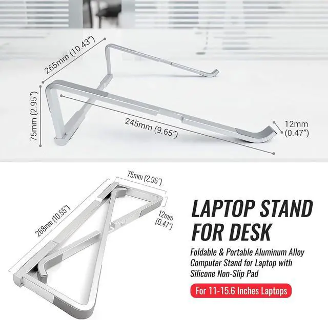 Alt view image 2 of 6 - Portable Foldable Aluminum Laptop Holder - Ergonomic Laptop Riser Compatible with 11 to 15.6 Inch MacBook Air/Pro