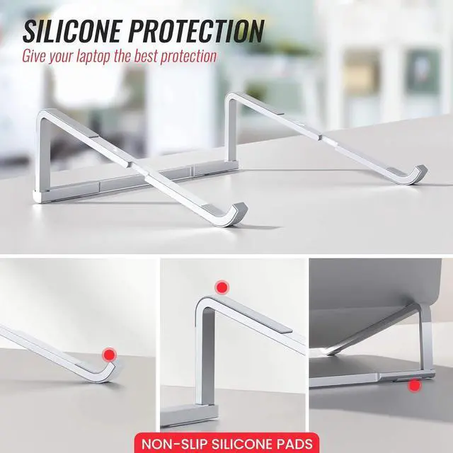 Alt view image 4 of 6 - Portable Foldable Aluminum Laptop Holder - Ergonomic Laptop Riser Compatible with 11 to 15.6 Inch MacBook Air/Pro