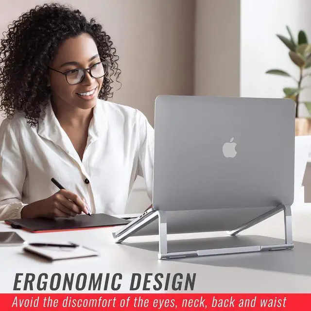 Alt view image 6 of 6 - Portable Foldable Aluminum Laptop Holder - Ergonomic Laptop Riser Compatible with 11 to 15.6 Inch MacBook Air/Pro