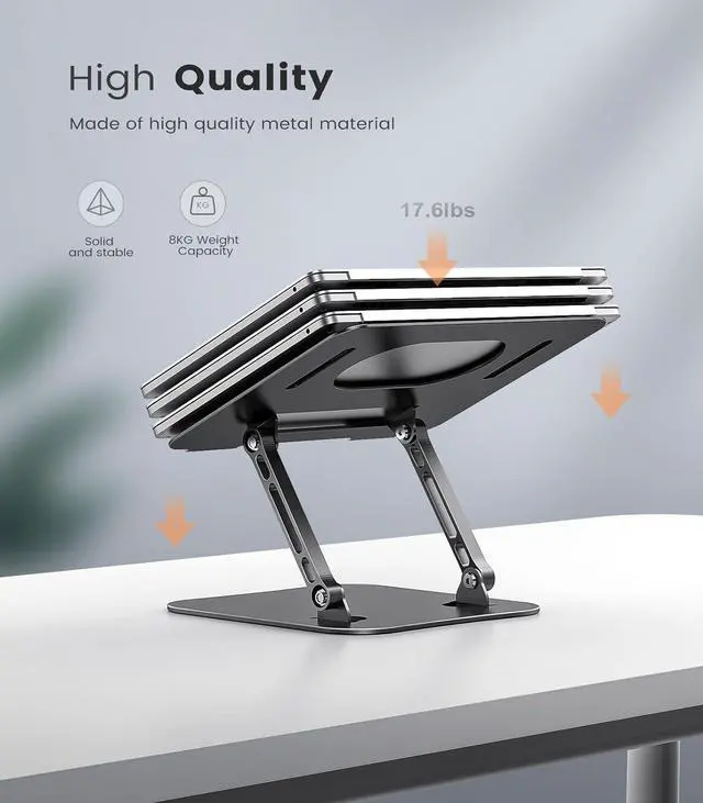 Alt view image 5 of 7 - Laptop Stand Adjustable Computer Stand Sturdy Aluminum Laptop Stand for Desk Foldable Laptop Holder Portable Laptop Riser for 1116-inch Laptop Notebook Tablet and More Black