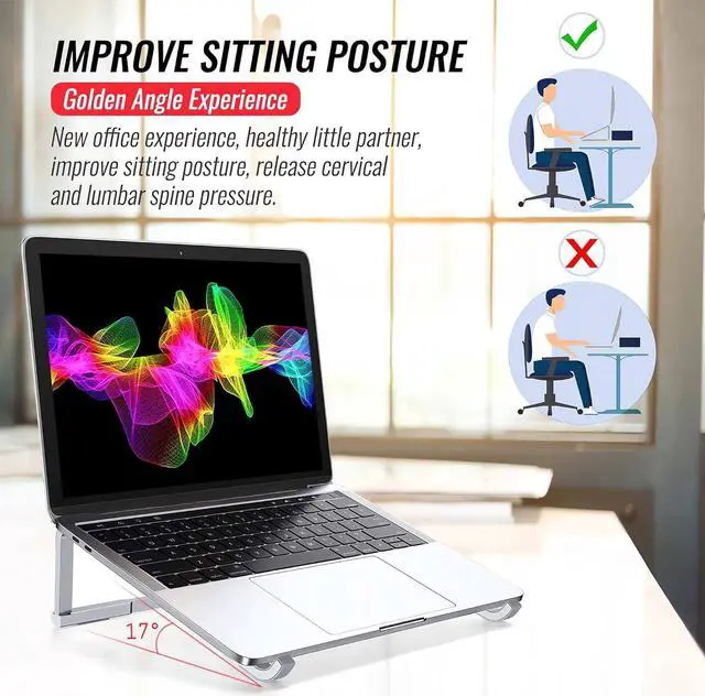 Alt view image 3 of 6 - Portable Foldable Aluminum Laptop Holder - Ergonomic Laptop Riser Compatible with 11 to 15.6 Inch MacBook Air/Pro