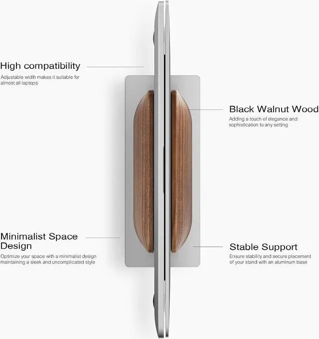 Alt view image 2 of 7 - UPERGO Vertical Laptop Stand for Desk, Laptop Holder to Dock MacBook, MacBook Pro and Other Laptops, Black Walnut Wood