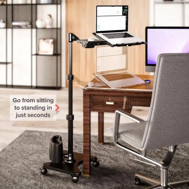 Alt view image 5 of 7 - LEVO G2 Rolling Laptop Workstation Stand Cart Desk for Laptops, Books, Tablets, and Art, Made for Sofa, Bed, Chair, or Standing