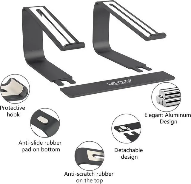 Alt view image 3 of 7 - Laptop Stand for Desk, Black, Up to 15.6" Laptop | Ergonomic Computer Stand Riser Holder for MacBook Air Pro, Dell, HP, Lenovo, Samsung, Alienware
