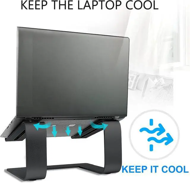 Alt view image 4 of 7 - Laptop Stand for Desk, Black, Up to 15.6" Laptop | Ergonomic Computer Stand Riser Holder for MacBook Air Pro, Dell, HP, Lenovo, Samsung, Alienware
