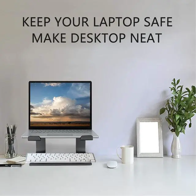 Alt view image 6 of 7 - Laptop Stand for Desk, Black, Up to 15.6" Laptop | Ergonomic Computer Stand Riser Holder for MacBook Air Pro, Dell, HP, Lenovo, Samsung, Alienware