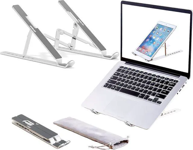 Main image of Laptop Stand, Adjustable Aluminum Foldable Portable Holder, Upgrade Whole Anti-Slip Silicone Pad, Laptop Riser for Desk Compatible with MacBook Air Pro/iPad, Lenovo and More 10-15.6 Tablets