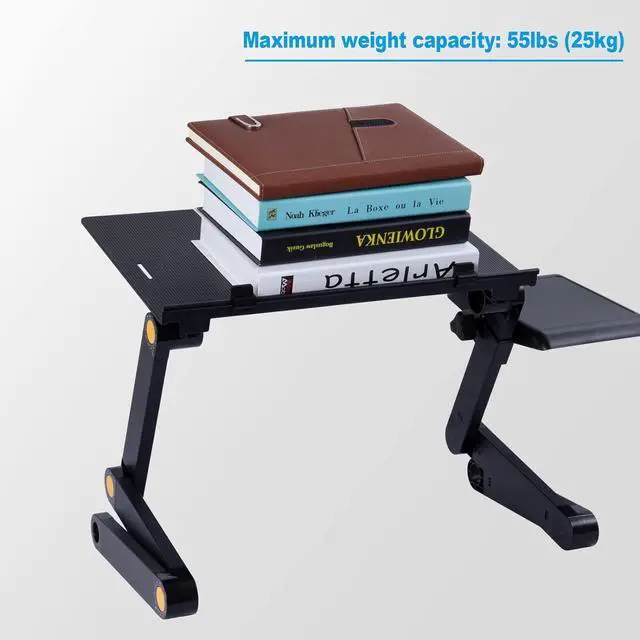 Alt view image 4 of 7 - Uten Laptop Stand, Adjustable Computer Stand for Laptop with Mouse Pad, Ergonomic Laptop Stand for Bed Compatible with MacBook Pro Stand, Foldable Laptop Holder with 2 CPU Fans