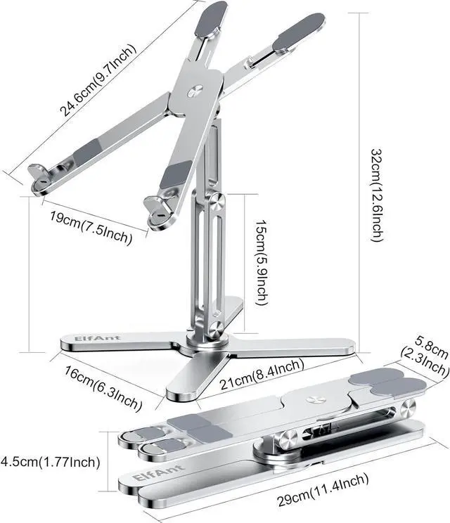 Alt view image 5 of 6 - Laptop Stand 360 Degree Rotation Adjustable Portable for 10" - 17" Laptop Tablet