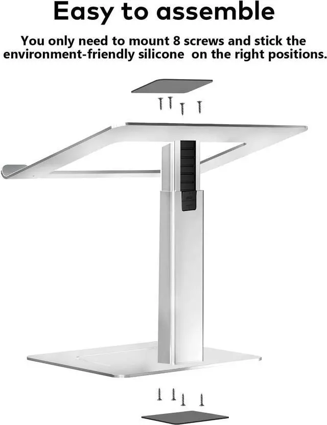Alt view image 7 of 7 - Laptop Stand for Desk, Ergonomic Aluminum Laptop Stand Adjustable Height from 7-15", Sitting and Standing Laptop Riser for 10-17" Notebook (Silver)