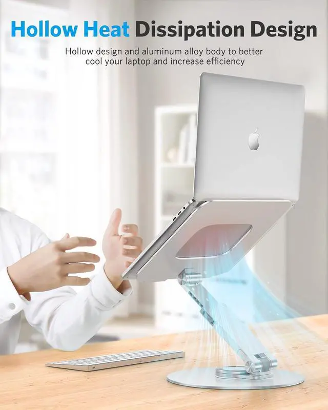 Alt view image 7 of 7 - Upgraded Laptop Stand for Desk - 360° Rotating Height Adjustable Laptop Riser Aluminum Foldable Ergonomic Computer Stand Holder for Collaborative Work Fit MacBook/All Laptops Up to 16 inches