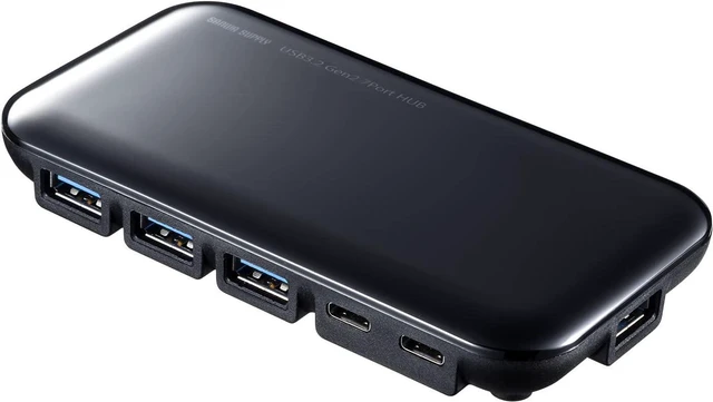 Main image of Sanwa Supply USB-3TCH38BK USB 3.2 Gen2 Compatible, Type-C 7-Port Hub, Black