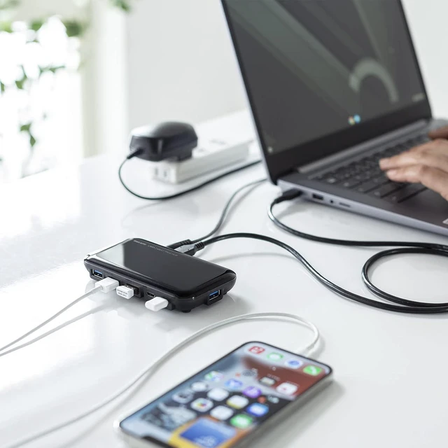 Alt view image 3 of 7 - Sanwa Supply USB-3TCH38BK USB 3.2 Gen2 Compatible, Type-C 7-Port Hub, Black