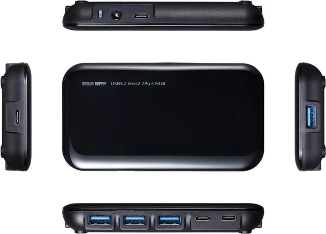Alt view image 7 of 7 - Sanwa Supply USB-3TCH38BK USB 3.2 Gen2 Compatible, Type-C 7-Port Hub, Black