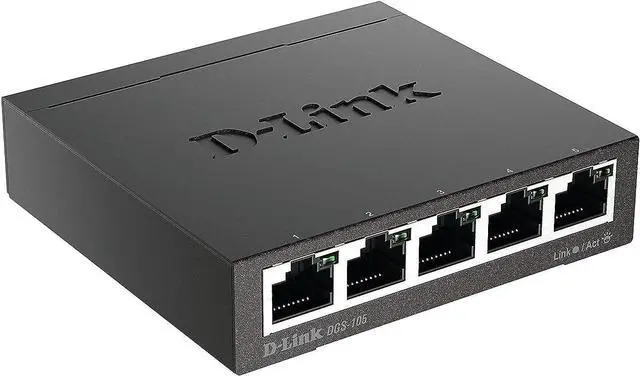 Main image of D-Link Ethernet Switch, 5 Port Gigabit Unmanaged Metal Desktop Plug and Play Compact (DGS-105),Black