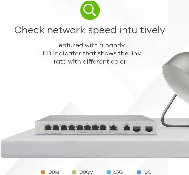 Alt view image 4 of 6 - Zyxel 12-Port Multi-Gigabit Ethernet Unmanaged Switch | 2 x 2.5G | 2 x 10G SFP+ Fiber | 8 x GbE Ports | Plug & Play | Desktop or Wall-Mount | Ethernet Splitter | Limited XGS1010-12