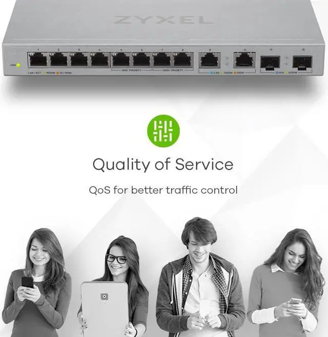 Alt view image 5 of 6 - Zyxel 12-Port Multi-Gigabit Ethernet Unmanaged Switch | 2 x 2.5G | 2 x 10G SFP+ Fiber | 8 x GbE Ports | Plug & Play | Desktop or Wall-Mount | Ethernet Splitter | Limited XGS1010-12