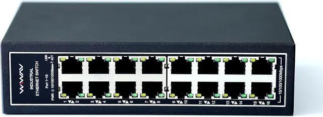 Alt view image 3 of 5 - WIWAV WDH-16GT-DC 10/100/1000Mbps Unmanaged 16-Port Gigabit Industrial Ethernet Switches with DIN Rail/Wall-Mount (UL Listed, Fanless, -30°C~75°C)