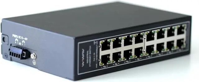 Alt view image 4 of 5 - WIWAV WDH-16GT-DC 10/100/1000Mbps Unmanaged 16-Port Gigabit Industrial Ethernet Switches with DIN Rail/Wall-Mount (UL Listed, Fanless, -30°C~75°C)