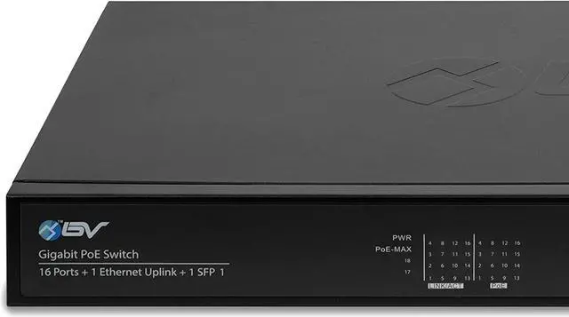Alt view image 3 of 5 - BV-Tech 16 Ports PoE+ Switch (16 Gigabit Ethernet Ports | 1 Ethernet +1 SFP Uplink) -230W - Fanless Desktop Design, Sturdy Metal Housing - 802.3af/at