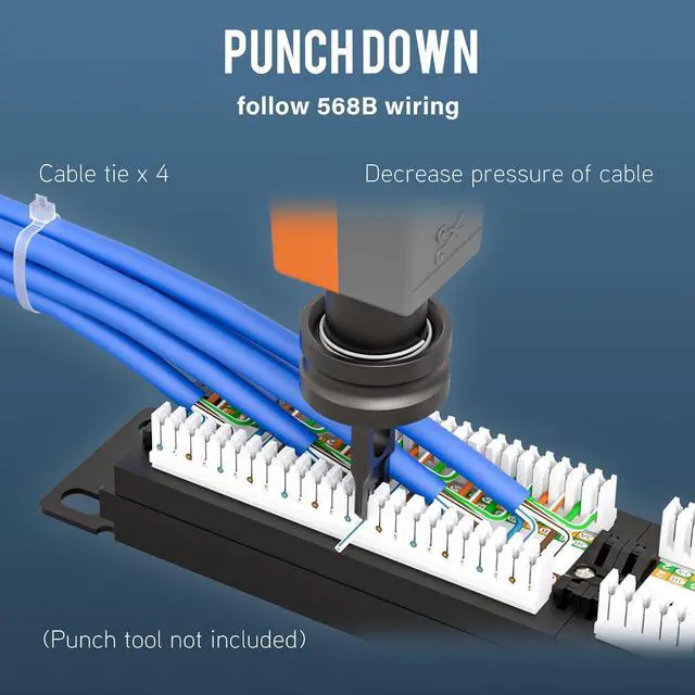 Alt view image 4 of 6 - iwillink 24-Port Cat6 Patch Panel, 10Gbps RJ45 Keystone Network Panel for Rackmount or Wall Mount, Ideal for Gigabit Ethernet Connections