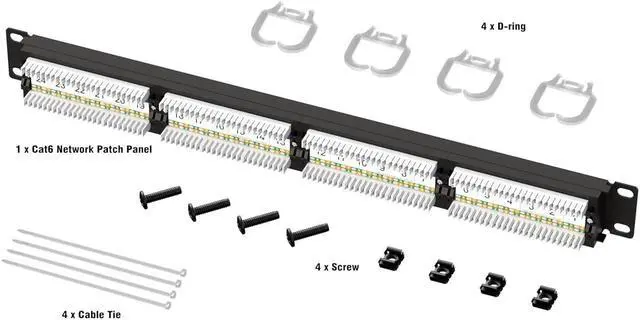 Alt view image 6 of 6 - iwillink 24-Port Cat6 Patch Panel, 10Gbps RJ45 Keystone Network Panel for Rackmount or Wall Mount, Ideal for Gigabit Ethernet Connections