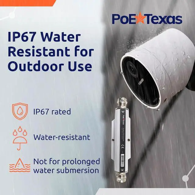 Alt view image 3 of 6 - PoE Texas PoE++ Extender - Outdoor PoE Repeater - IP67 Waterproof and Direct Burial Capable - High-Speed Ethernet Booster Extends Power and Gigabit Data Range by 100m - IEEE 802.3bt/at/af Compliant
