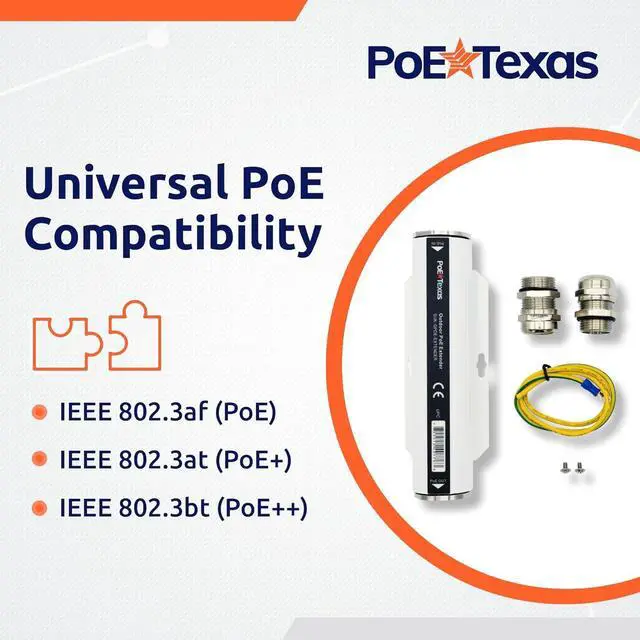 Alt view image 5 of 6 - PoE Texas PoE++ Extender - Outdoor PoE Repeater - IP67 Waterproof and Direct Burial Capable - High-Speed Ethernet Booster Extends Power and Gigabit Data Range by 100m - IEEE 802.3bt/at/af Compliant