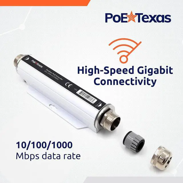 Alt view image 6 of 6 - PoE Texas PoE++ Extender - Outdoor PoE Repeater - IP67 Waterproof and Direct Burial Capable - High-Speed Ethernet Booster Extends Power and Gigabit Data Range by 100m - IEEE 802.3bt/at/af Compliant