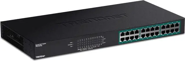 Main image of 24-Port Gigabit PoE+ Switch, 24 x Gigabit PoE+ Ports, 370W Power Budget, 48Gbps Switch Capacity, RackMount Kit Included, Ethernet Network Switch, Metal, Lifetime Protection, Black, TPE-TG240G