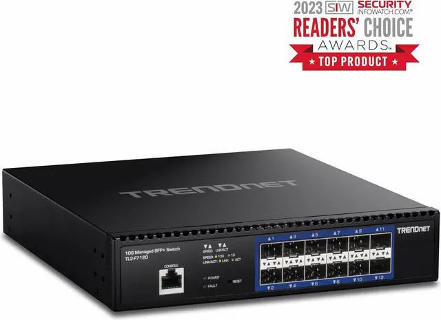 Alt view image 3 of 7 - TRENDnet 12-Port 10G Layer 2 Managed SFP+ Switch, TL2-F7120, 12 x 10G SFP+ Ports, 240Gbps Switching Capacity, Supports 10GBASE-X / 1000BASE-FX SFP Fiber Modules, Lifetime Protection, Black