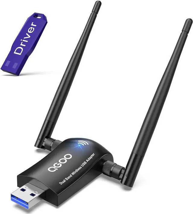 Main image of Wireless WiFi Adapter for Desktop PC - QGOO AC1300Mbps USB 3.0 Network Dongle with 5dBi High Gain Dual Antennas, Dual Band 2.4G/400Mbps 5G/867Mbps for Laptop Computer Compatible Windows11/10/8/7