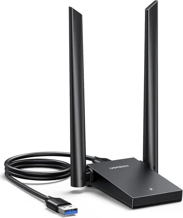 Main image of UGREEN WiFi Adapter, AX1800 WiFi 6 Adapter for Desktop PC with Dual 5dBi High Gain Antennas, 5G/2.4G Dual Band, WAP3-SAE, 3FT USB 3.0 to Micro USB 3.0 Cable, WiFi Dongle Supports Windows 10/11