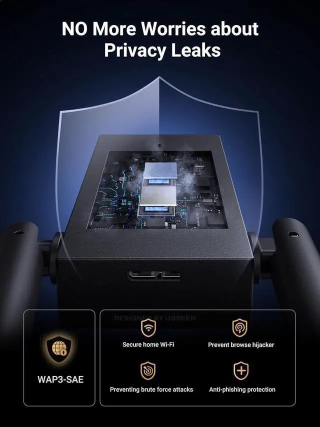 Alt view image 6 of 7 - UGREEN WiFi Adapter, AX1800 WiFi 6 Adapter for Desktop PC with Dual 5dBi High Gain Antennas, 5G/2.4G Dual Band, WAP3-SAE, 3FT USB 3.0 to Micro USB 3.0 Cable, WiFi Dongle Supports Windows 10/11