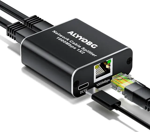 Main image of Ethernet Splitter 1 to 2 High Speed 1000Mbps, Gigabit Rj45 Internet Splitter with USB Power Cable, LAN Splitter 1 to 2 for Cat5/5e/6/6a/7/8 Cable(2 devices working simultaneously)