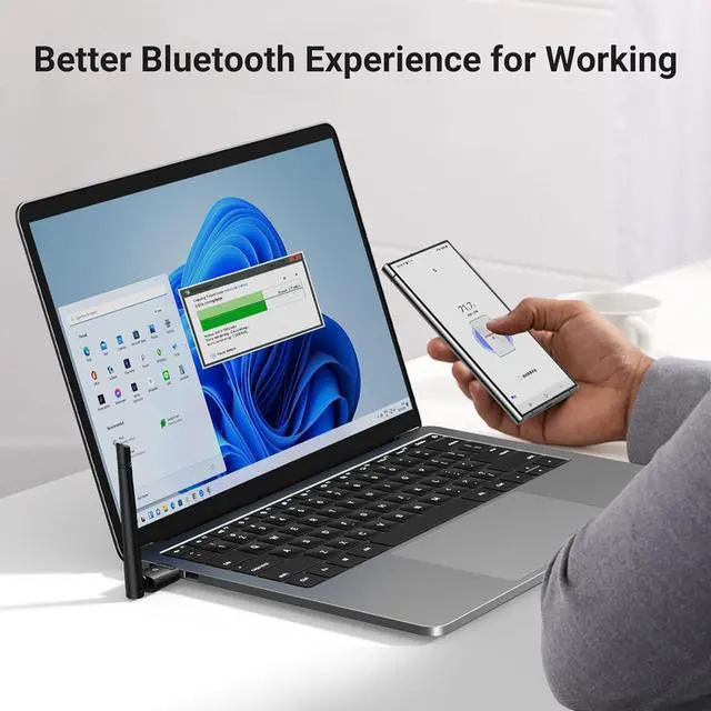 Alt view image 6 of 7 - UGREEN Bluetooth 5.4 Adapter for PC, Long Range USB Bluetooth Dongle (BR+EDR+BLE), Wireless Transfer for Bluetooth Mouse Keyboard Headphones Speakers, Desktop, Laptop-Win11/10/8.1 Support
