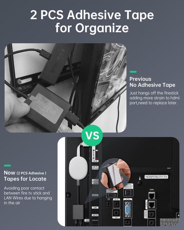 Alt view image 7 of 7 - ELECTOP Ethernet Adapter for Chromecast with Google TV, USB Type C to RJ45 Ethernet Network Adapter Compatible with Google TV Chromecast HD/4K and More Streaming TV Sticks((Adhesive Tape Included)