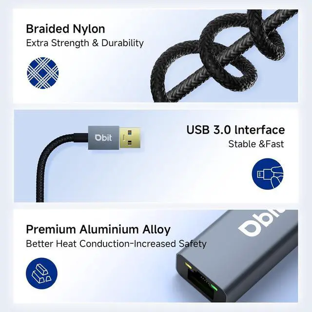 Alt view image 5 of 7 - DBIT USB to Ethernet Adapter, Driver Free USB 3.0 to Gigabit Ethernet LAN Network Adapter, RJ45 Internet Adapter Compatible with MacBook, Laptop PC with Windows, XP, Vista, Mac, Linux, Nintendo Switch