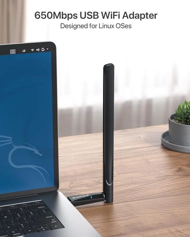 Alt view image 2 of 7 - BrosTrend 650Mbps Linux Compatible WiFi Adapter Supports Kali Linux, Ubuntu, Mint, Debian, Kubuntu, Zorin, PureOS, Raspberry Pi 2+, Windows, Dual Band USB Wireless Adapter w/ Long Range WiFi Antenna