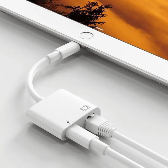 Alt view image 7 of 7 - USB C to Ethernet Adapter, 2 in 1 RJ45 Ethernet LAN Network Adapter with USB Type C Charge Port, Compatible with iPhone 15/Tablet/Laptop and USB C Devices, Plug and Play